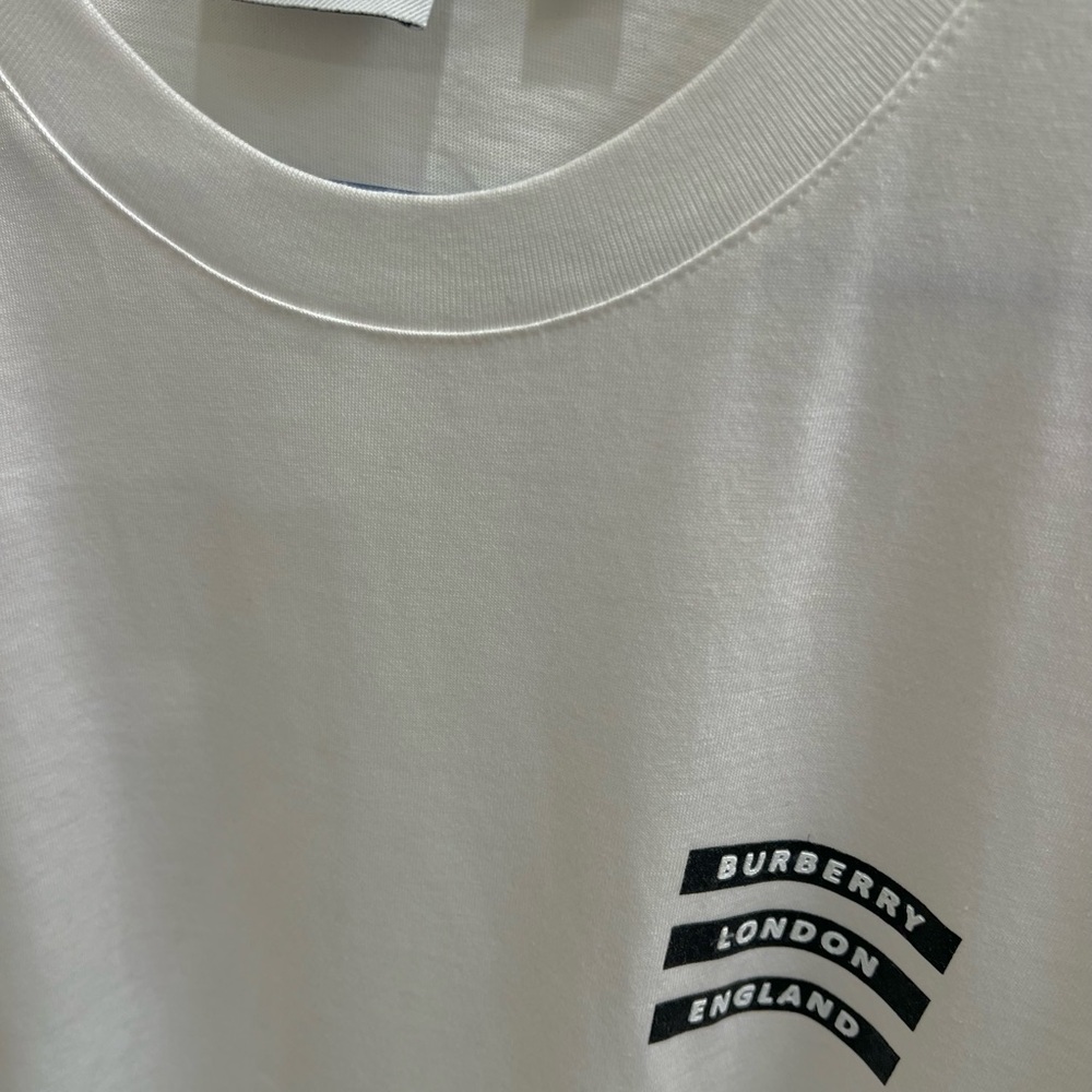 Burberry White Tee with Black Logo L